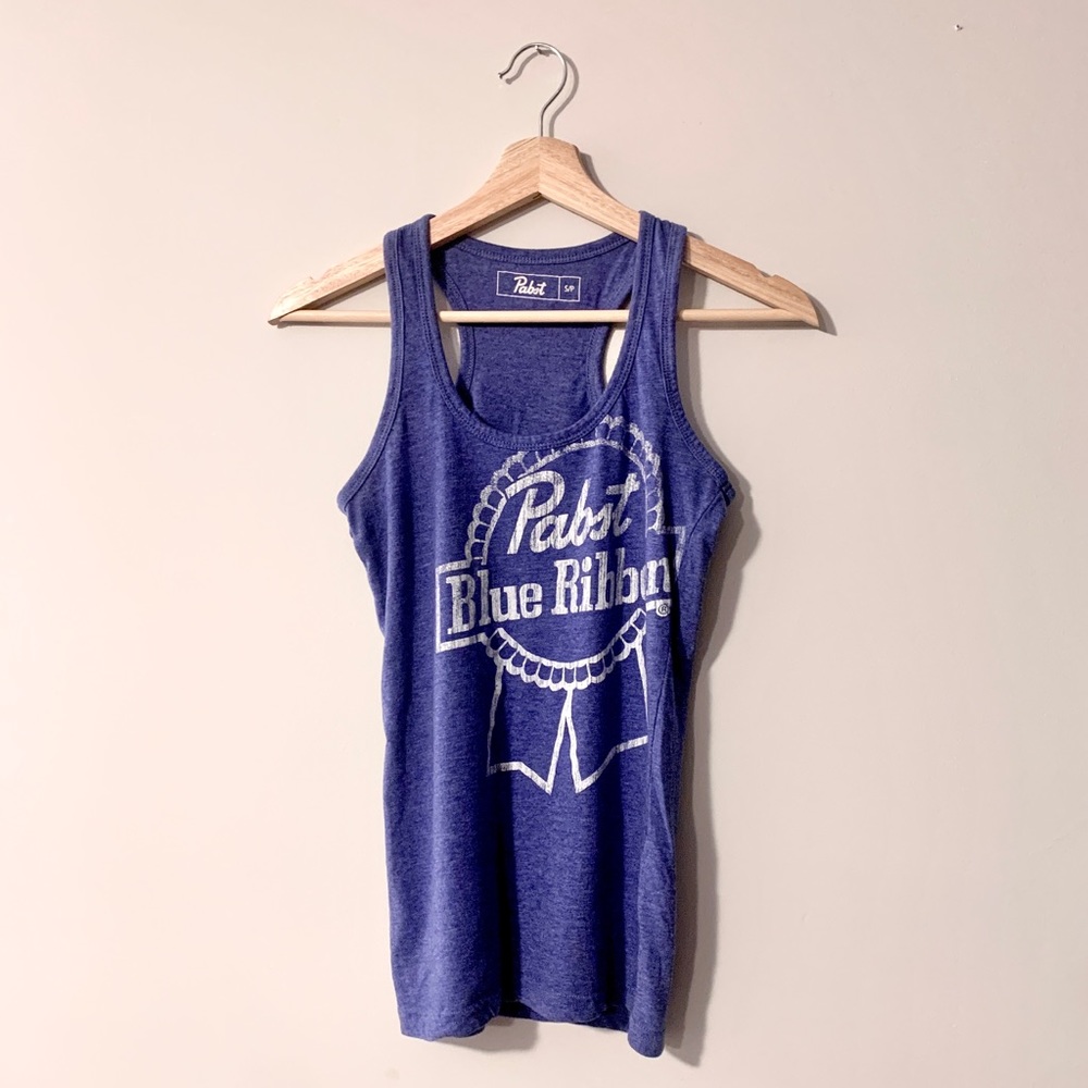 Pabst Blue Ribbon Blue Racer Back Tank Top Women Sz Small